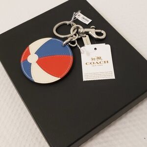 NWT Coach Leather Beachball Bag Charm/key Chain, Ret. $68